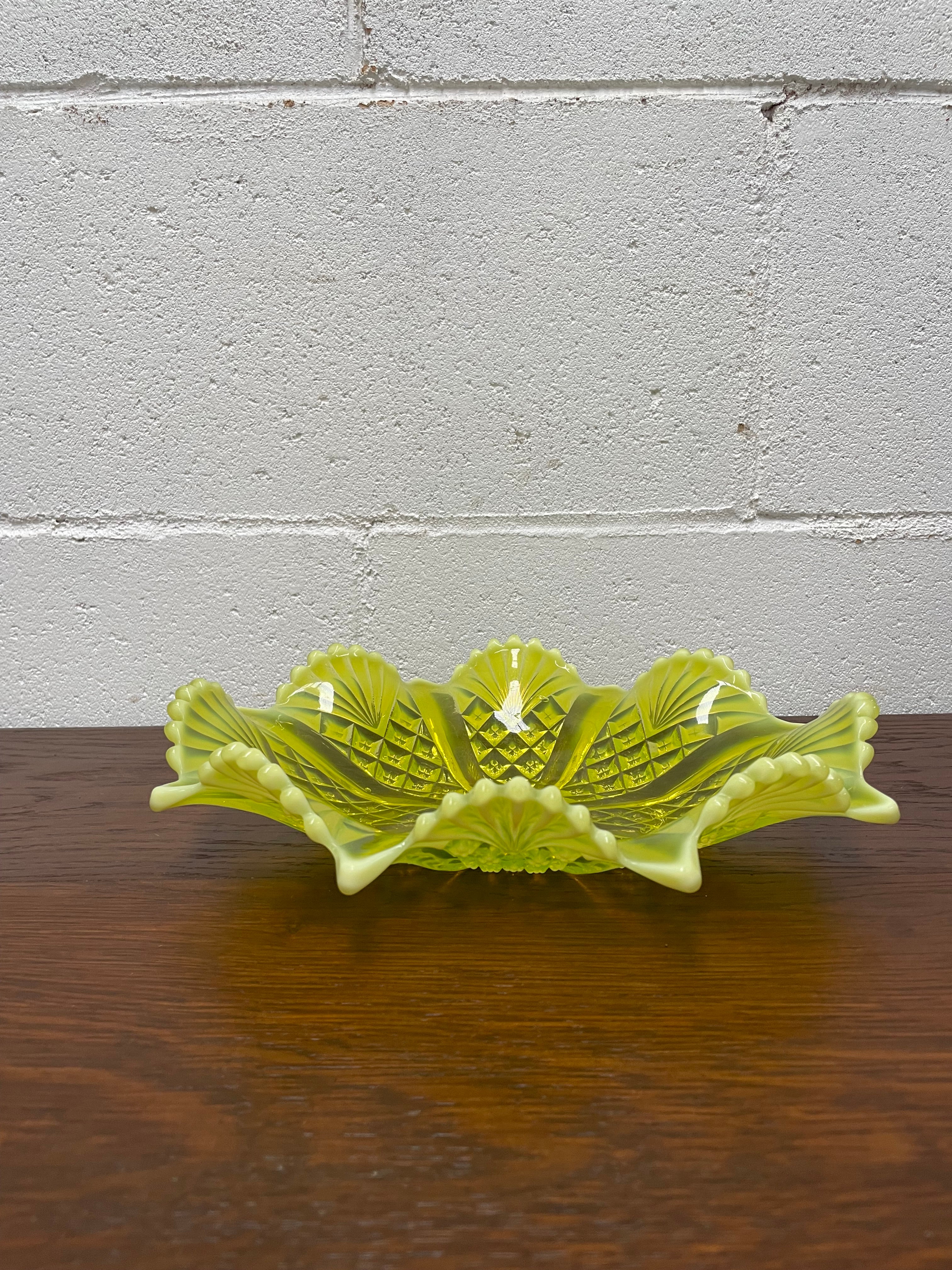 Vaseline Glass Bowl/Platter | Antique & Vintage | Moonee Ponds Antiques | Australia Wide Delivery