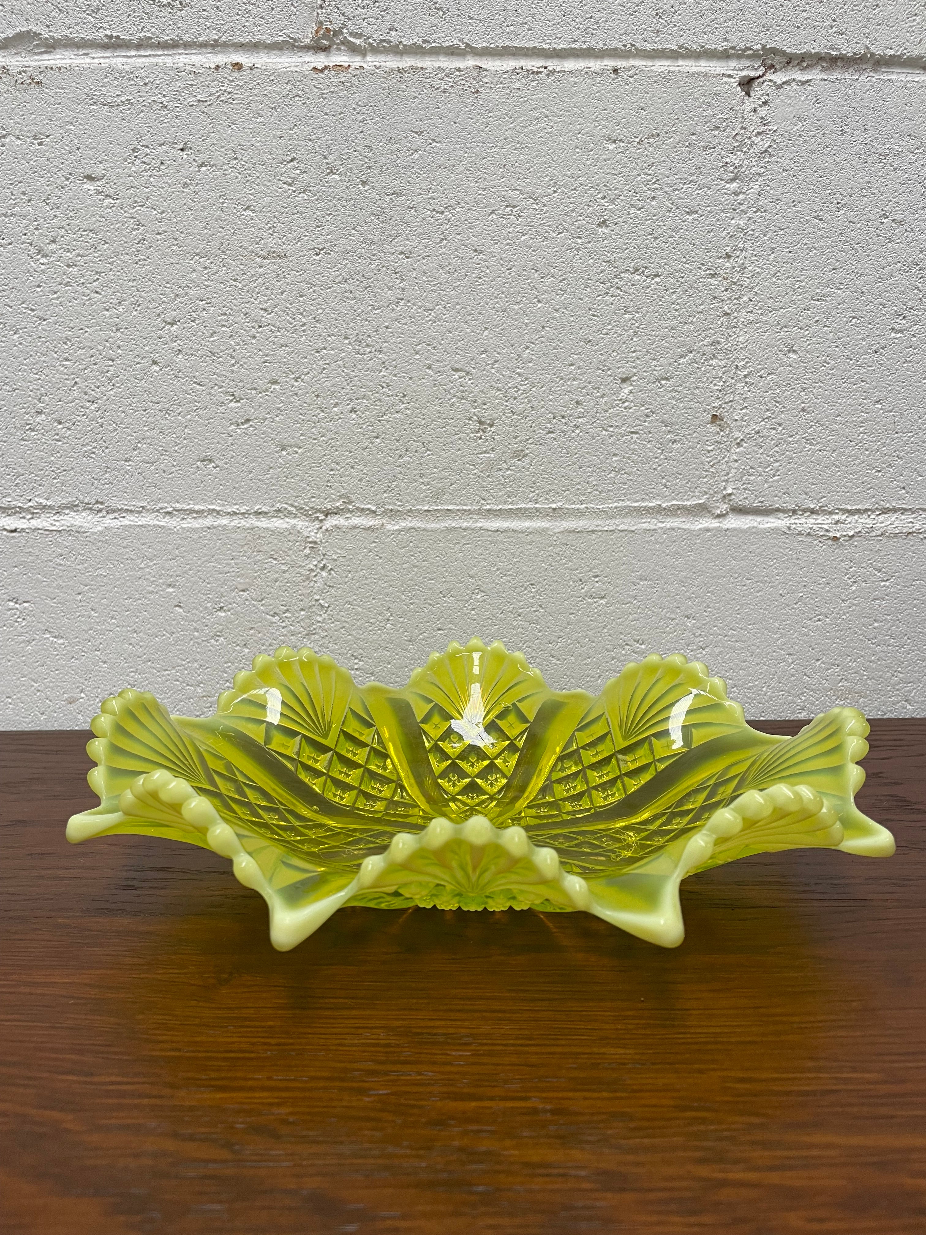 Vaseline Glass Bowl/Platter | Antique & Vintage | Moonee Ponds Antiques | Australia Wide Delivery