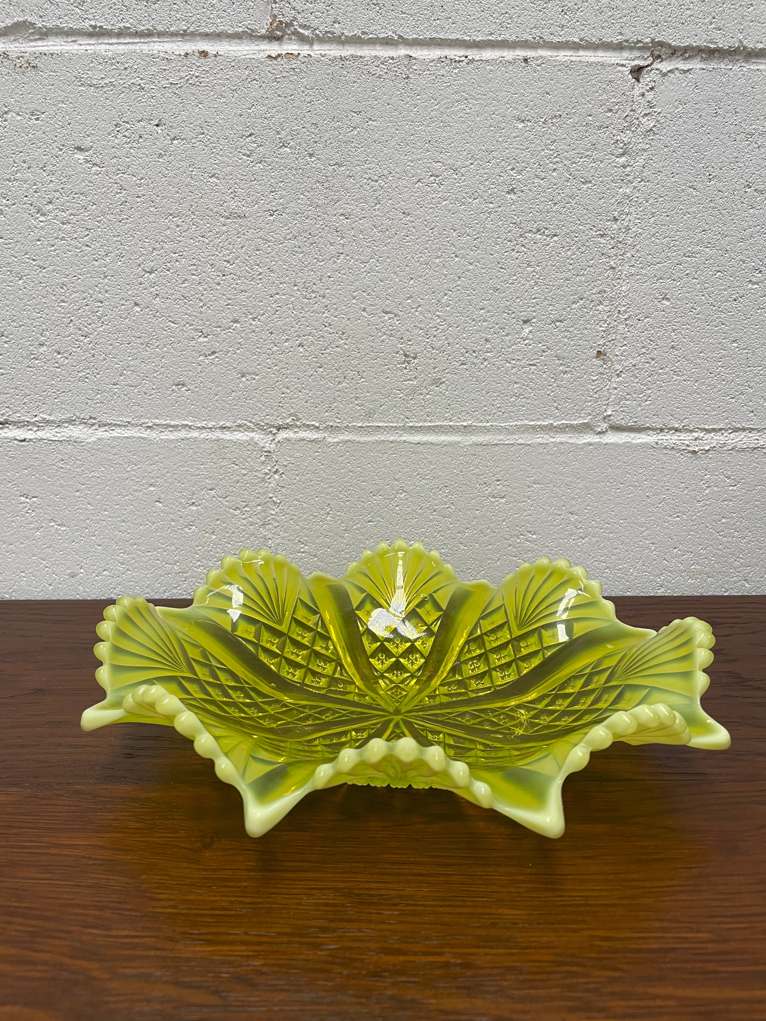 Vaseline Glass Bowl/Platter | Antique & Vintage | Moonee Ponds Antiques | Australia Wide Delivery