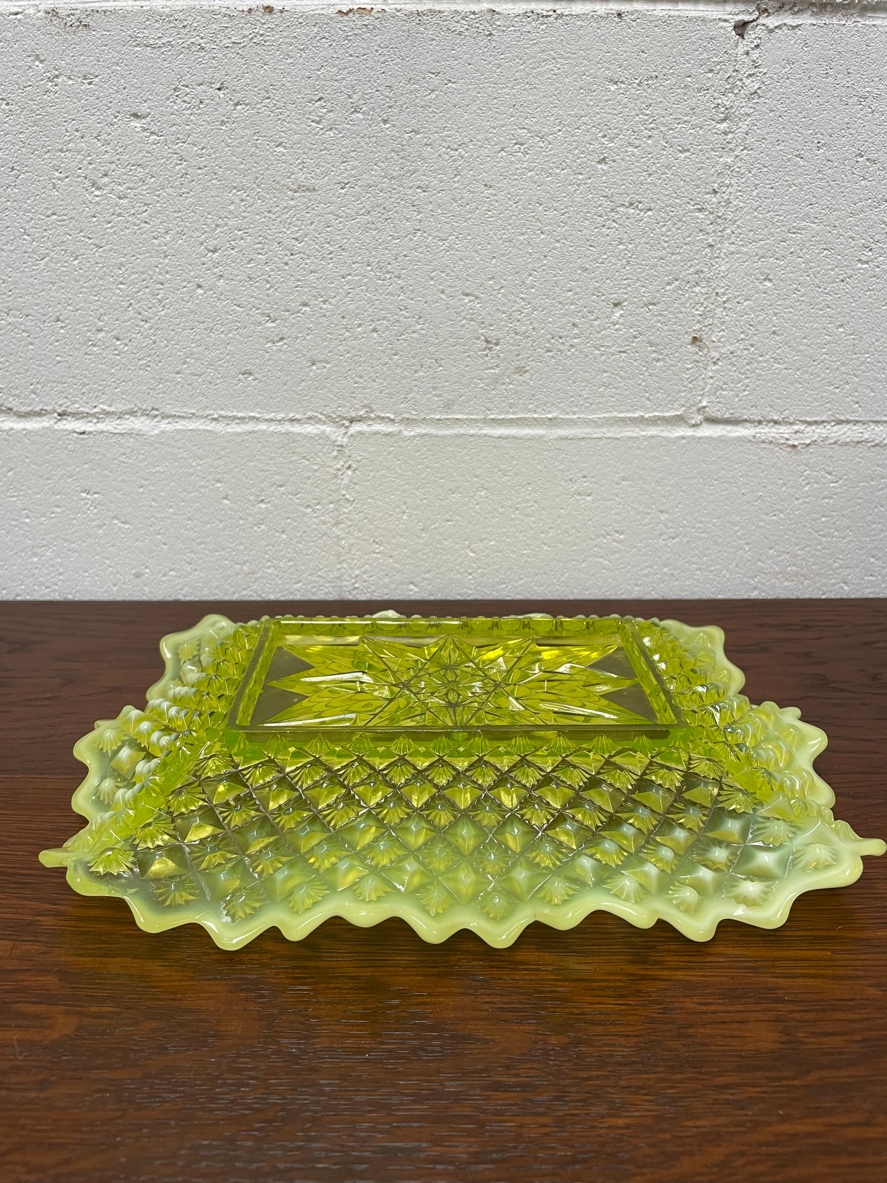 Vaseline Glass Platter/Plate | Antique & Vintage | Moonee Ponds Antiques | Australia Wide Delivery