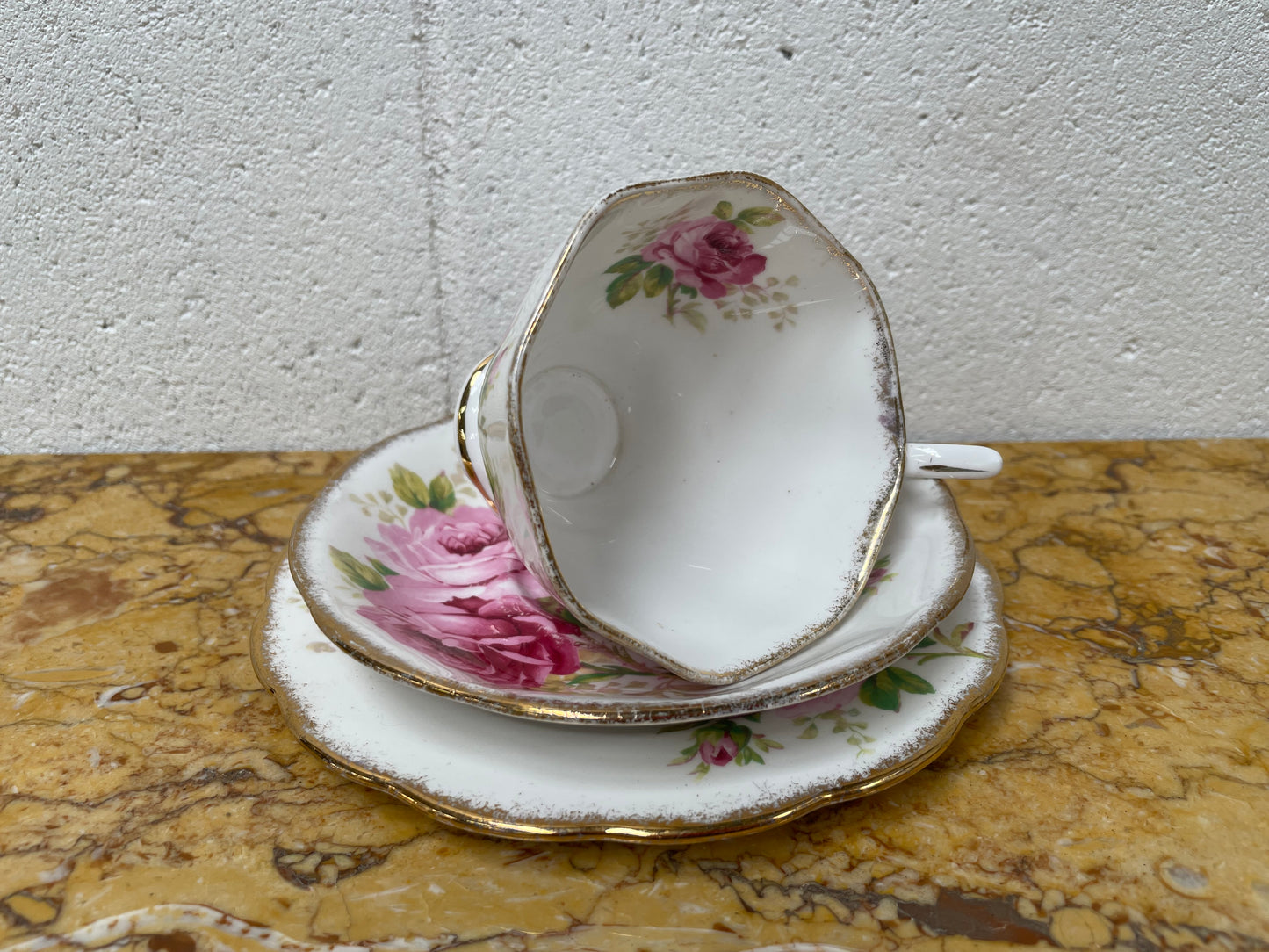 Vintage Royal Albert Bone China England American Beauty Pattern Trio