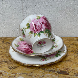 Vintage Royal Albert Bone China England American Beauty Pattern Trio