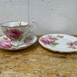 Vintage Royal Albert Bone China England American Beauty Pattern Trio