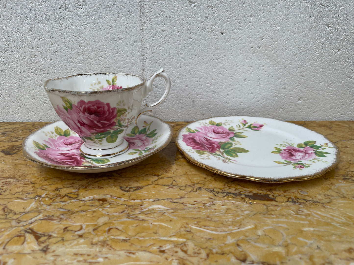 Vintage Royal Albert Bone China England American Beauty Pattern Trio