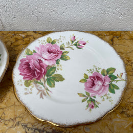 Vintage Royal Albert Bone China England American Beauty Pattern Trio