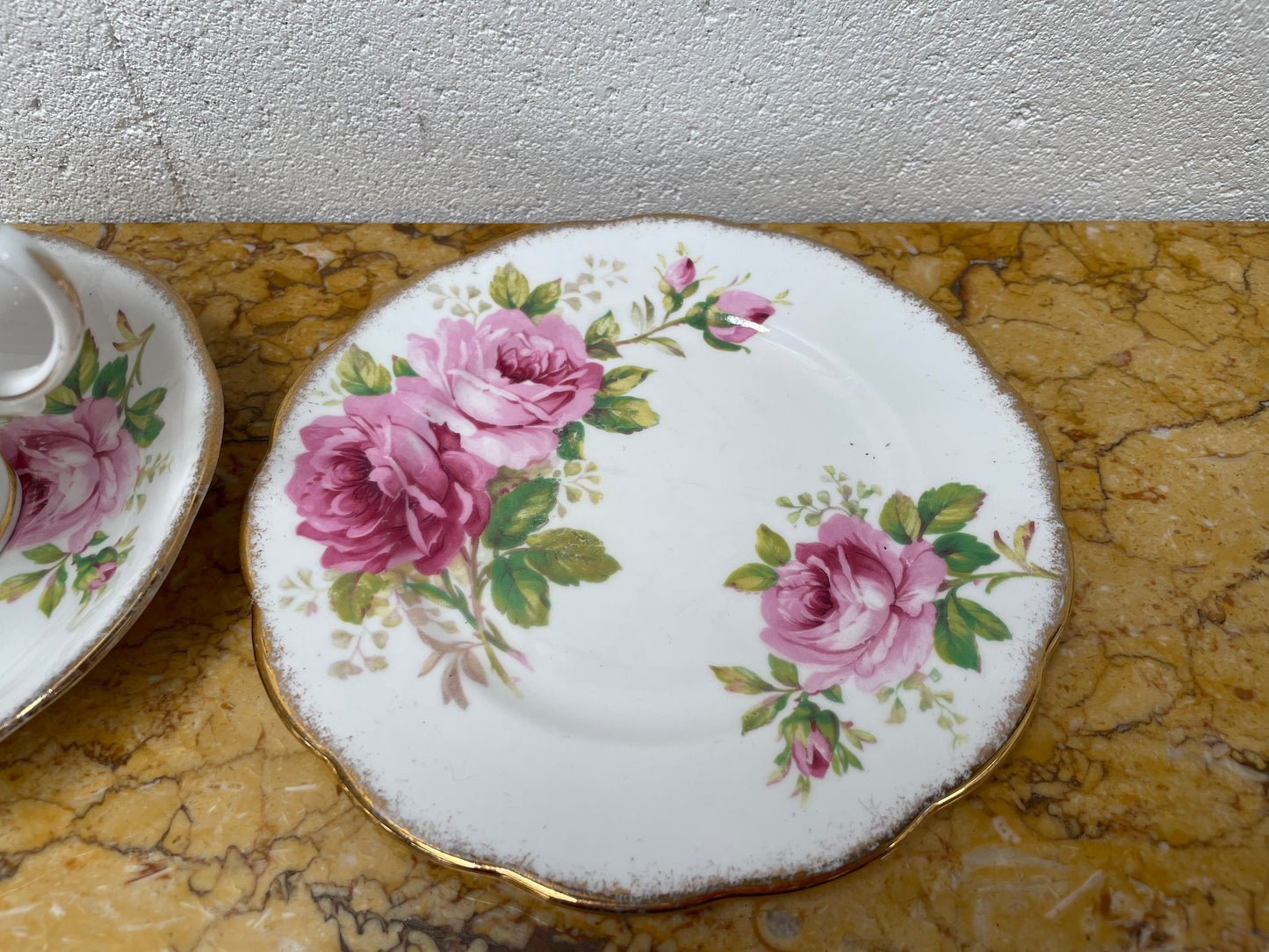 Vintage Royal Albert Bone China England American Beauty Pattern Trio