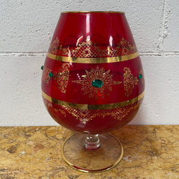 Vintage Ruby Glass Goblet Vase