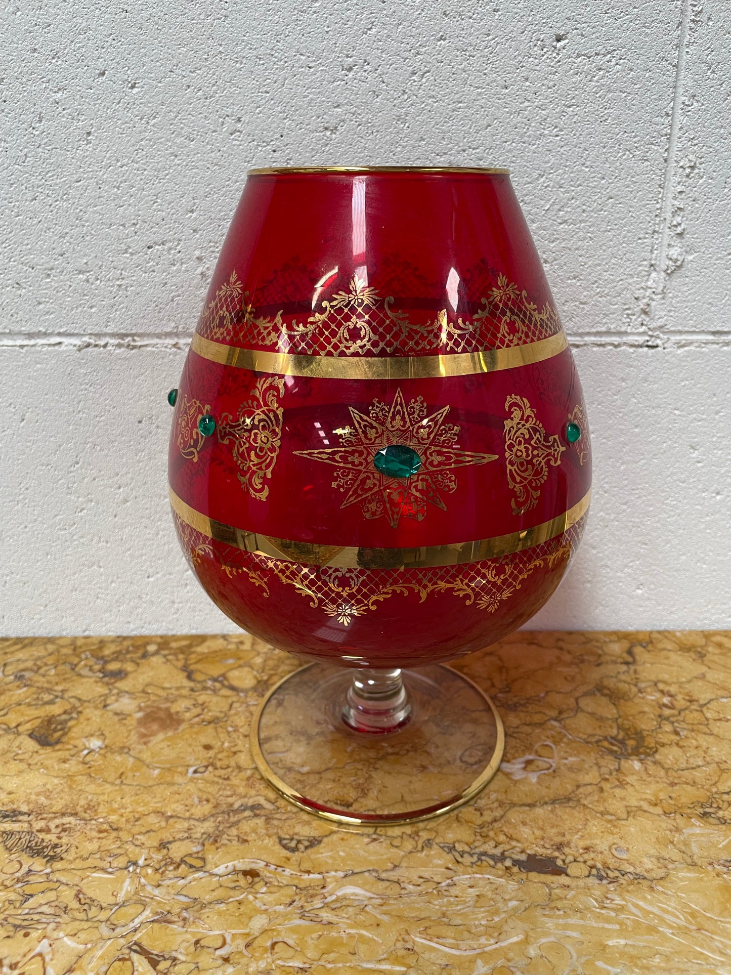 Vintage Ruby Glass Goblet Vase