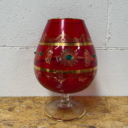 Vintage Ruby Glass Goblet Vase