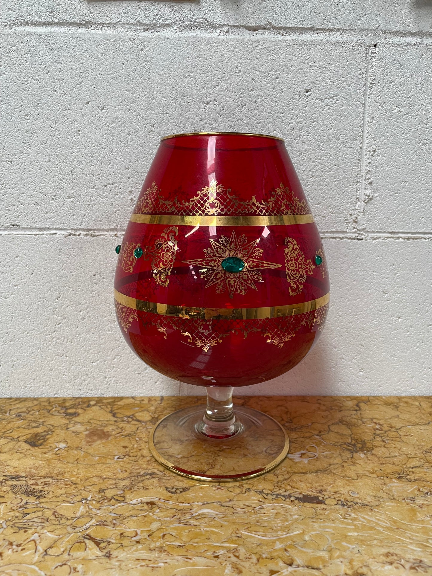 Vintage Ruby Glass Goblet Vase