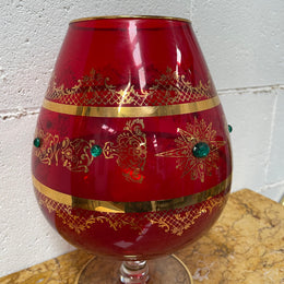 Vintage Ruby Glass Goblet Vase