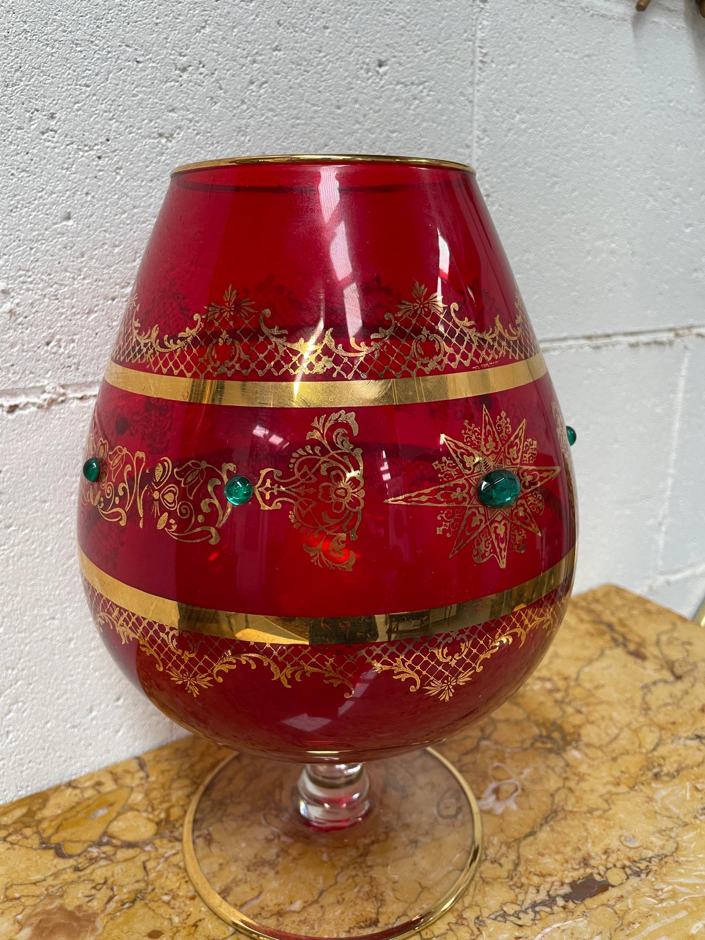 Vintage Ruby Glass Goblet Vase