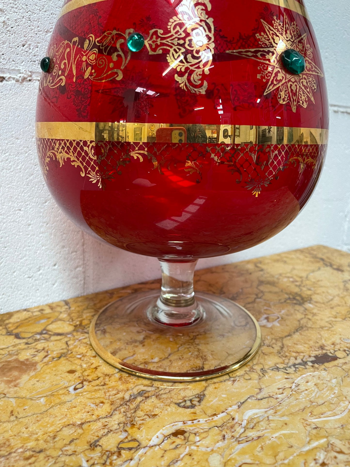 Vintage Ruby Glass Goblet Vase