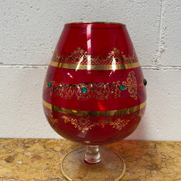 Vintage Ruby Glass Goblet Vase