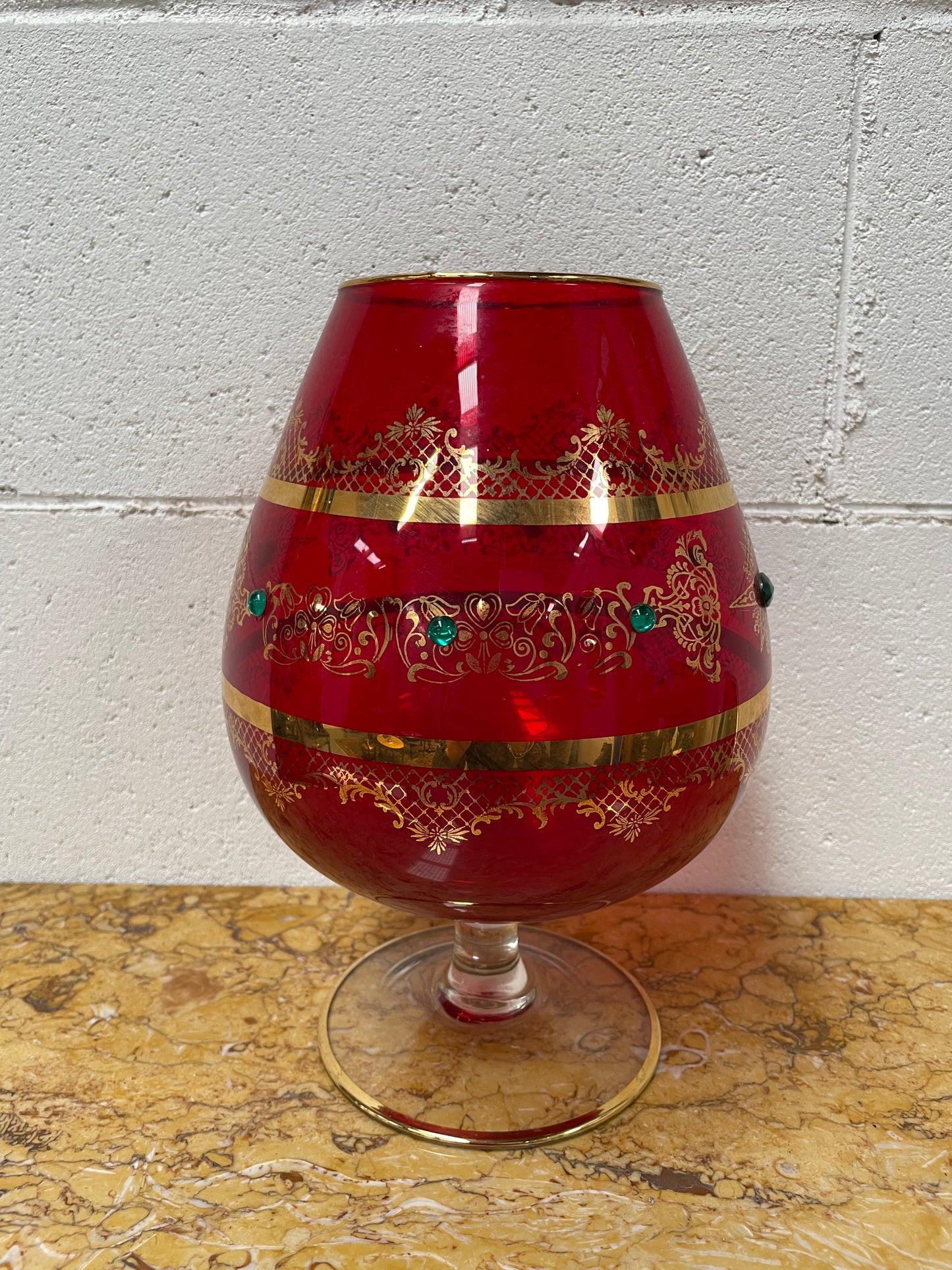 Vintage Ruby Glass Goblet Vase