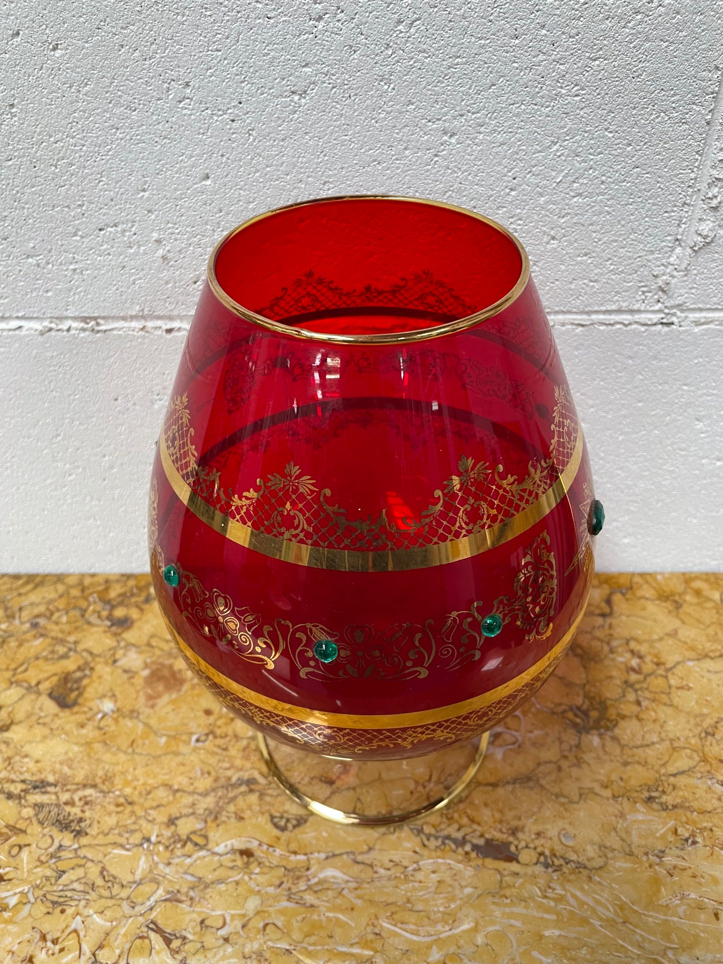 Vintage Ruby Glass Goblet Vase