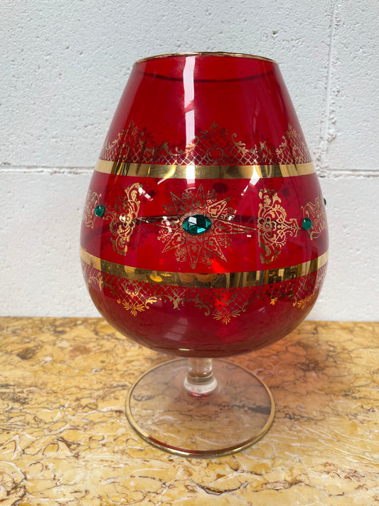 Large Ruby Glass Goblet Vase