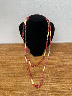 Vintage Simulated Amber Glass Beads & Bone Long Necklace | Antique & Vintage | Moonee Ponds Antiques | Australia Wide Delivery