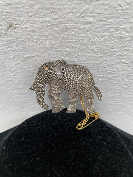 Sterling Silver Vintage Elephant Brooch