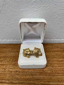 Impressive Roaring Tiger Gilt Metal Cuff Links | Antique & Vintage | Moonee Ponds Antiques | Australia Wide Delivery