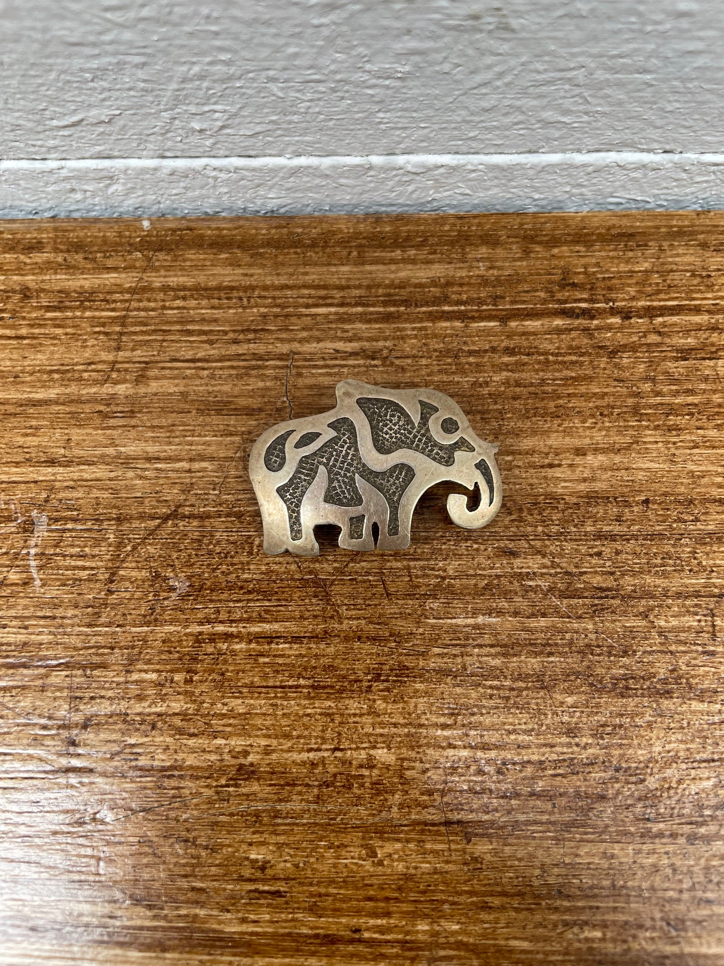 Vintage Sterling Silver Elephant Brooch