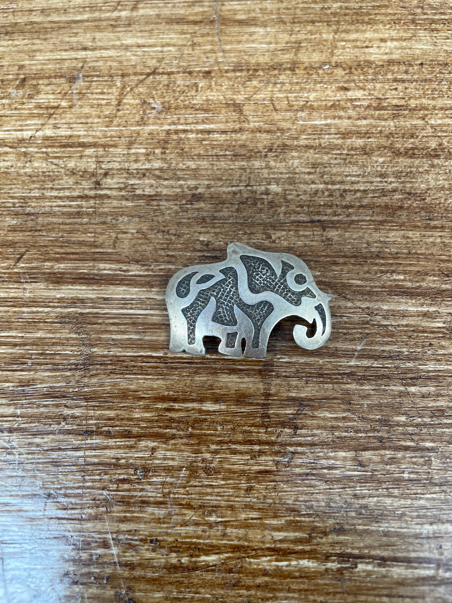 Vintage Sterling Silver Elephant Brooch