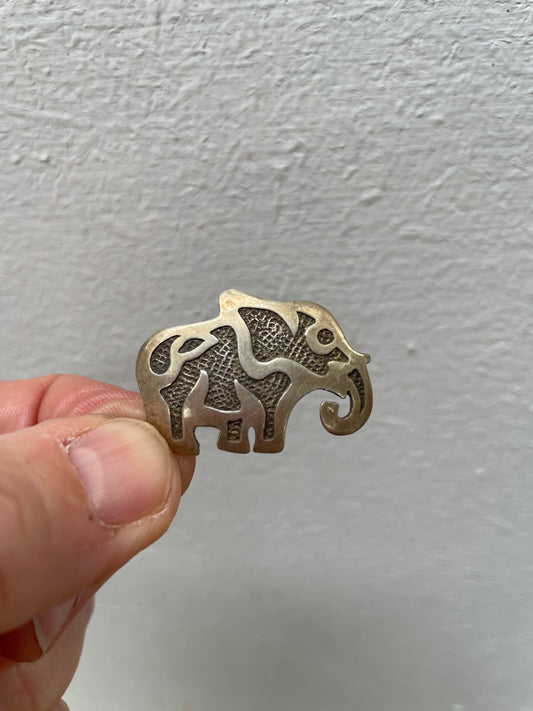 Vintage Sterling Silver Elephant Brooch