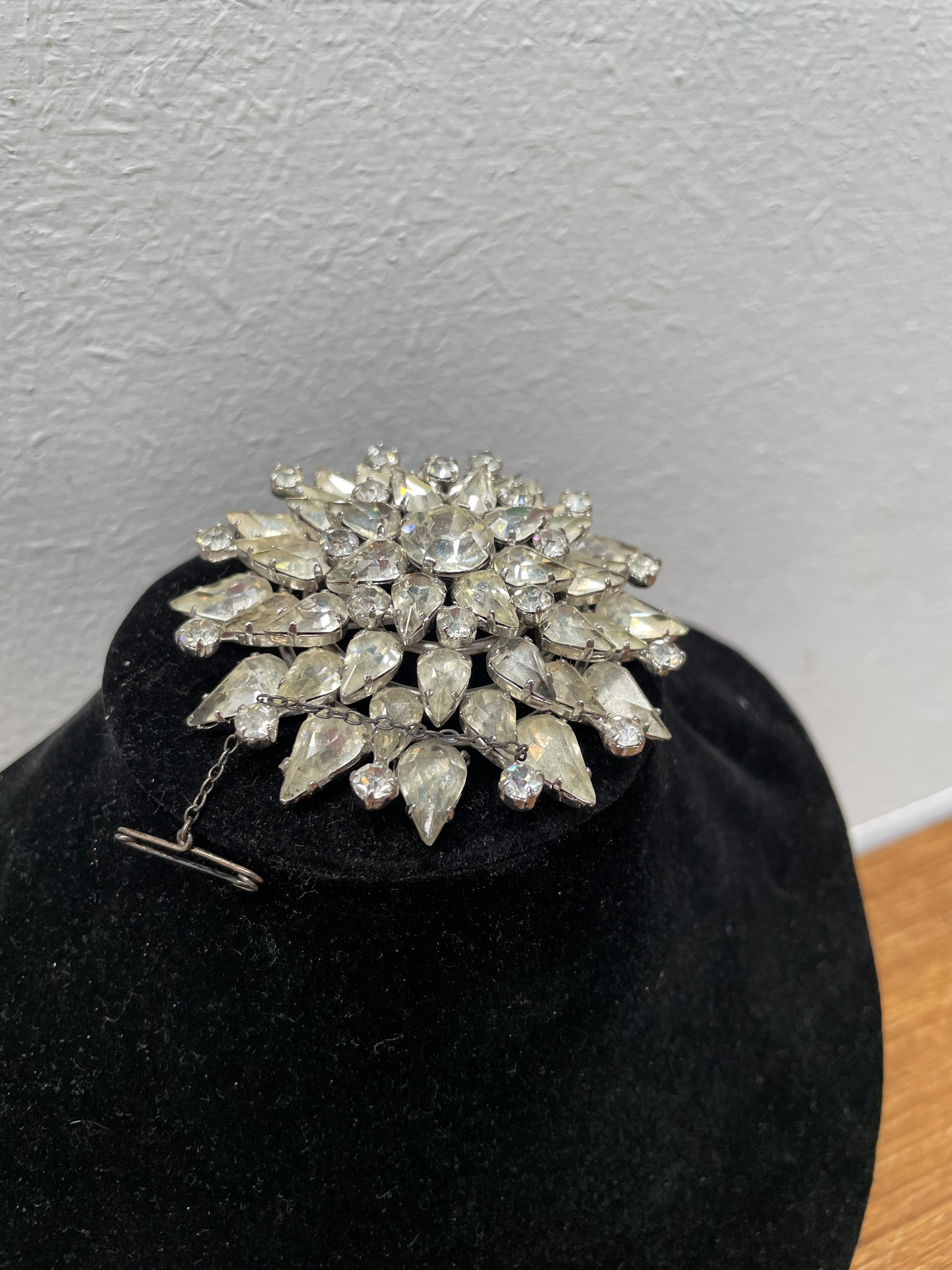 Art Deco Style Snowflake Rhinestone Brooch | Antique & Vintage | Moonee Ponds Antiques | Australia Wide Delivery