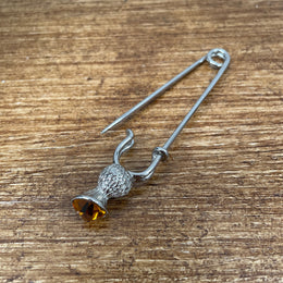 Vintage Scottish Kilt Pin With Yellow Coloured Stone