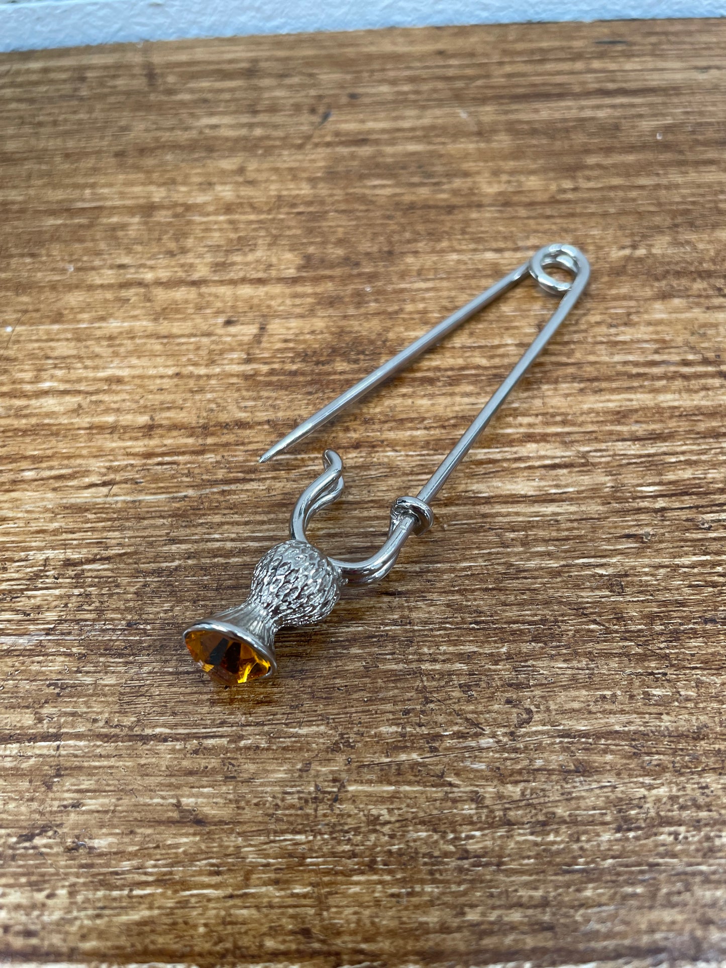 Vintage Scottish Kilt Pin With Yellow Coloured Stone