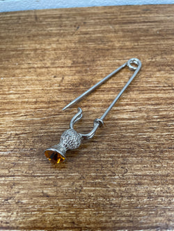 Vintage Scottish Kilt Pin With Yellow Coloured Stone | Antique & Vintage | Moonee Ponds Antiques | Australia Wide Delivery