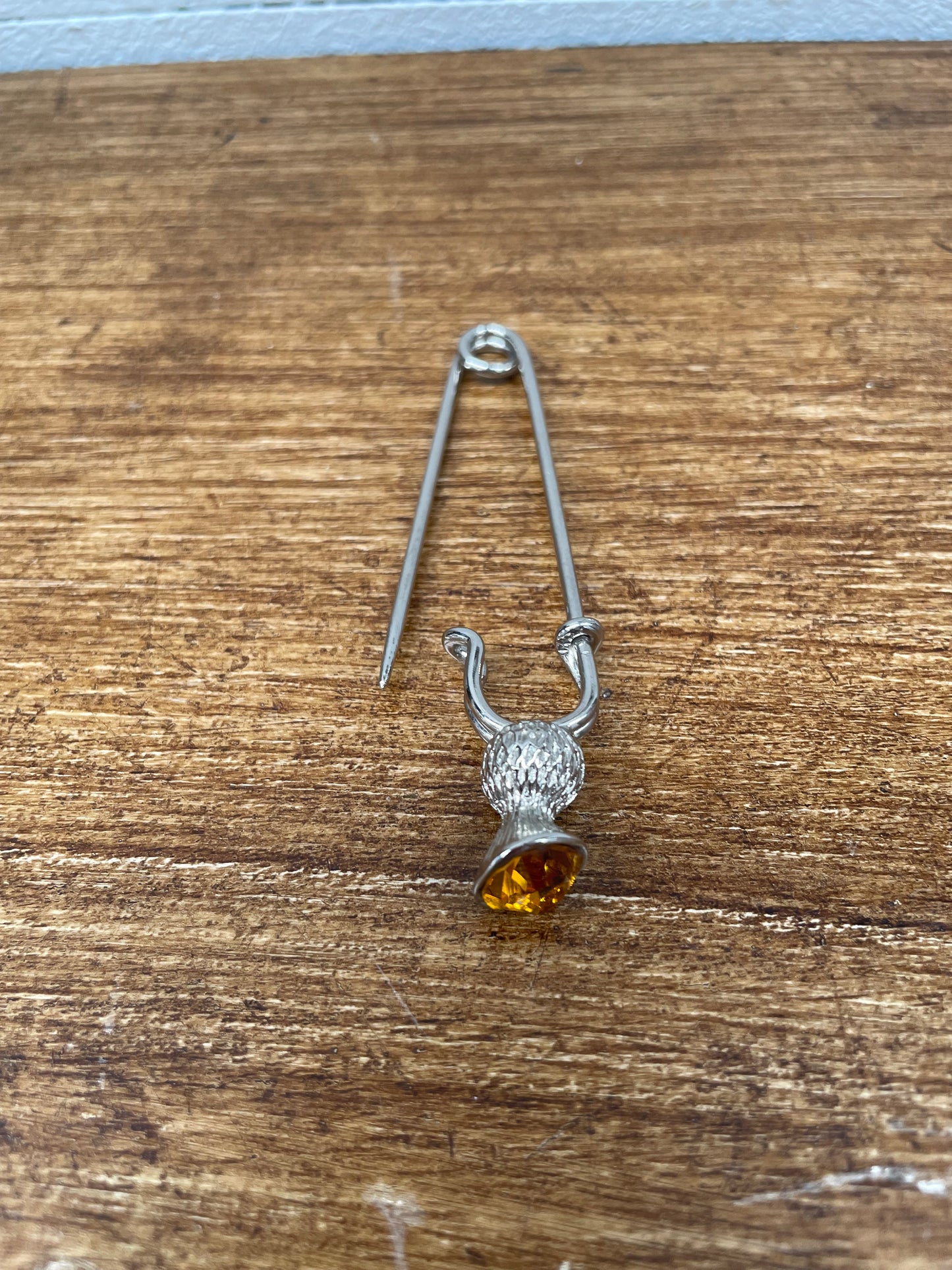 Vintage Scottish Kilt Pin With Yellow Coloured Stone