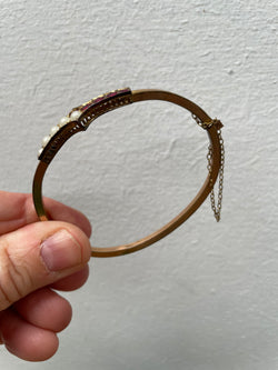 Vintage Pearl& Garnet Gold Plated Bangle | Antique & Vintage | Moonee Ponds Antiques | Australia Wide Delivery