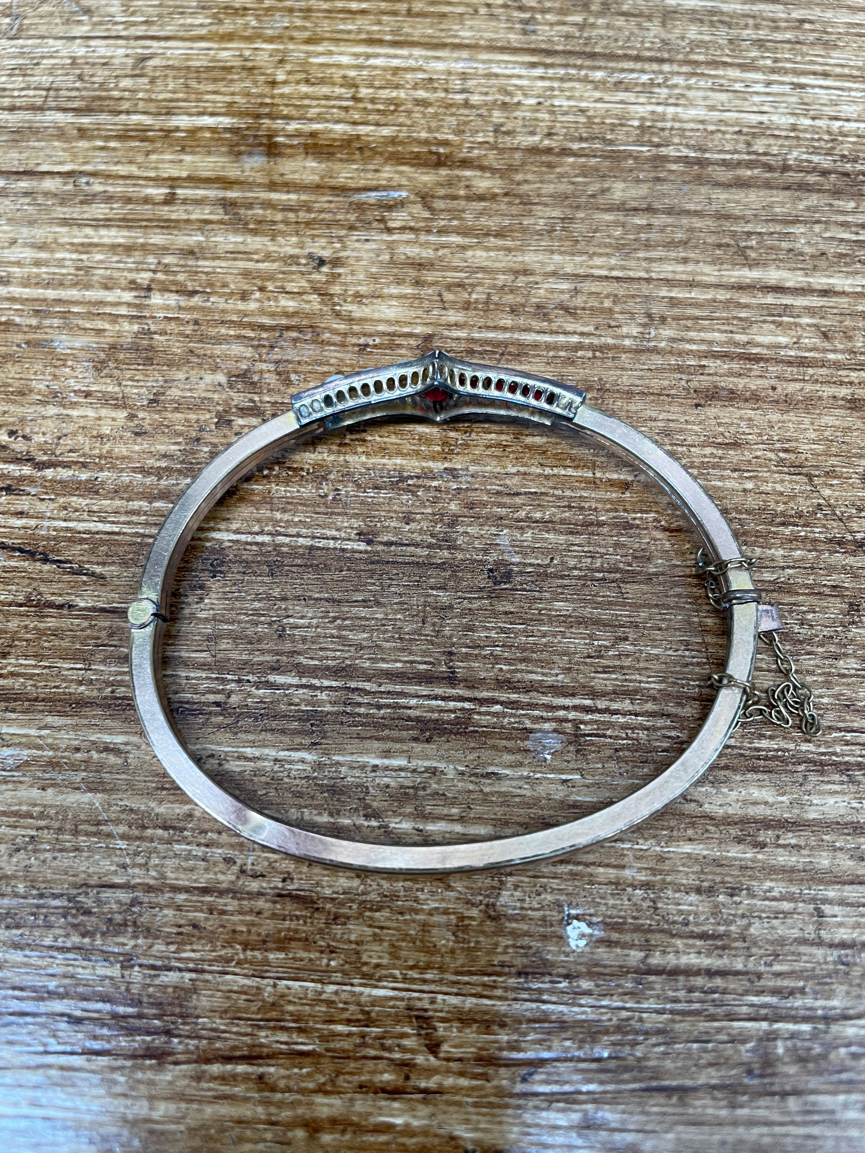 Vintage Pearl& Garnet Gold Plated Bangle | Antique & Vintage | Moonee Ponds Antiques | Australia Wide Delivery