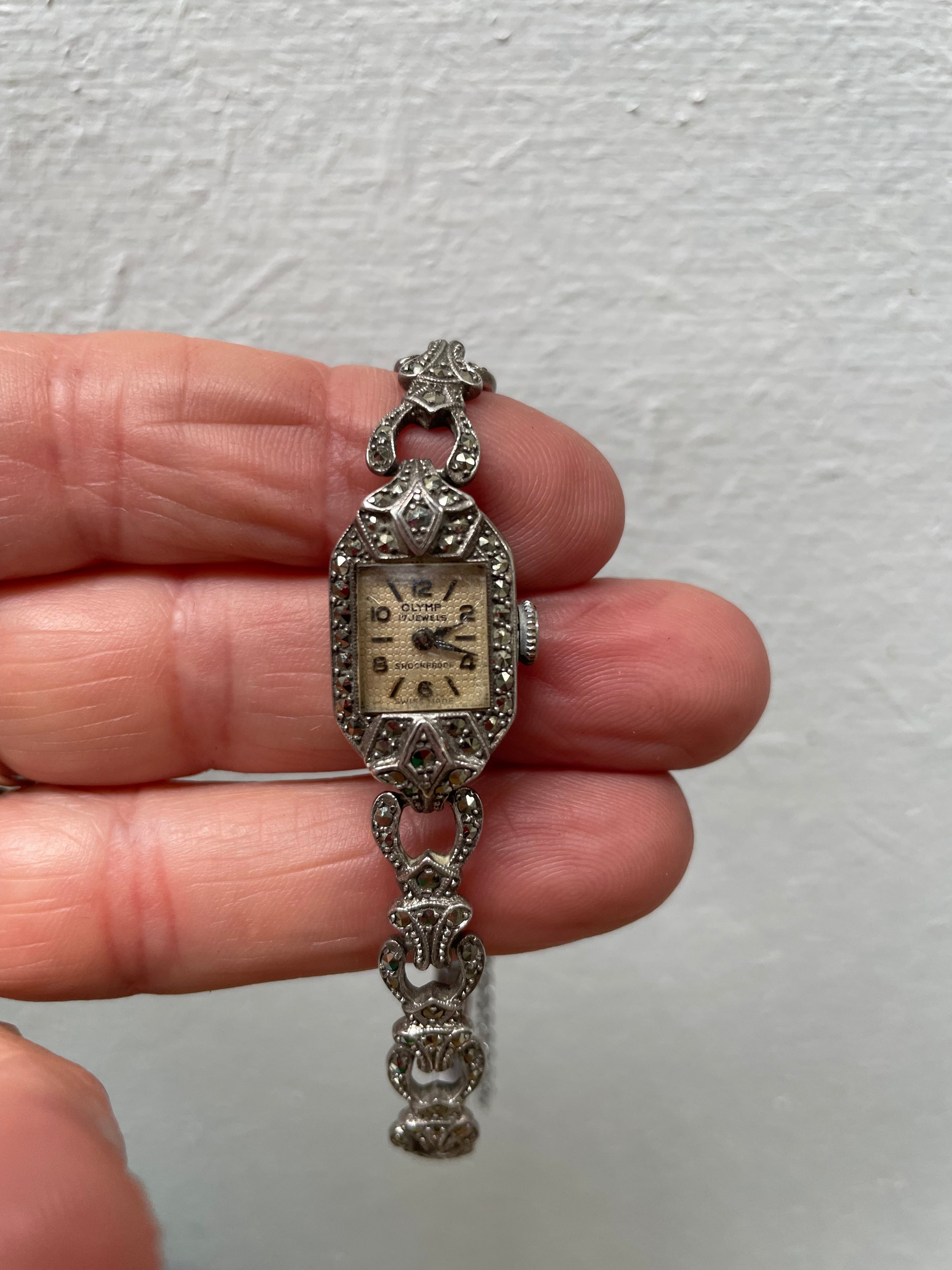 Sterling Silver & Marcasite Watch and Band | Antique & Vintage | Moonee Ponds Antiques | Australia Wide Delivery