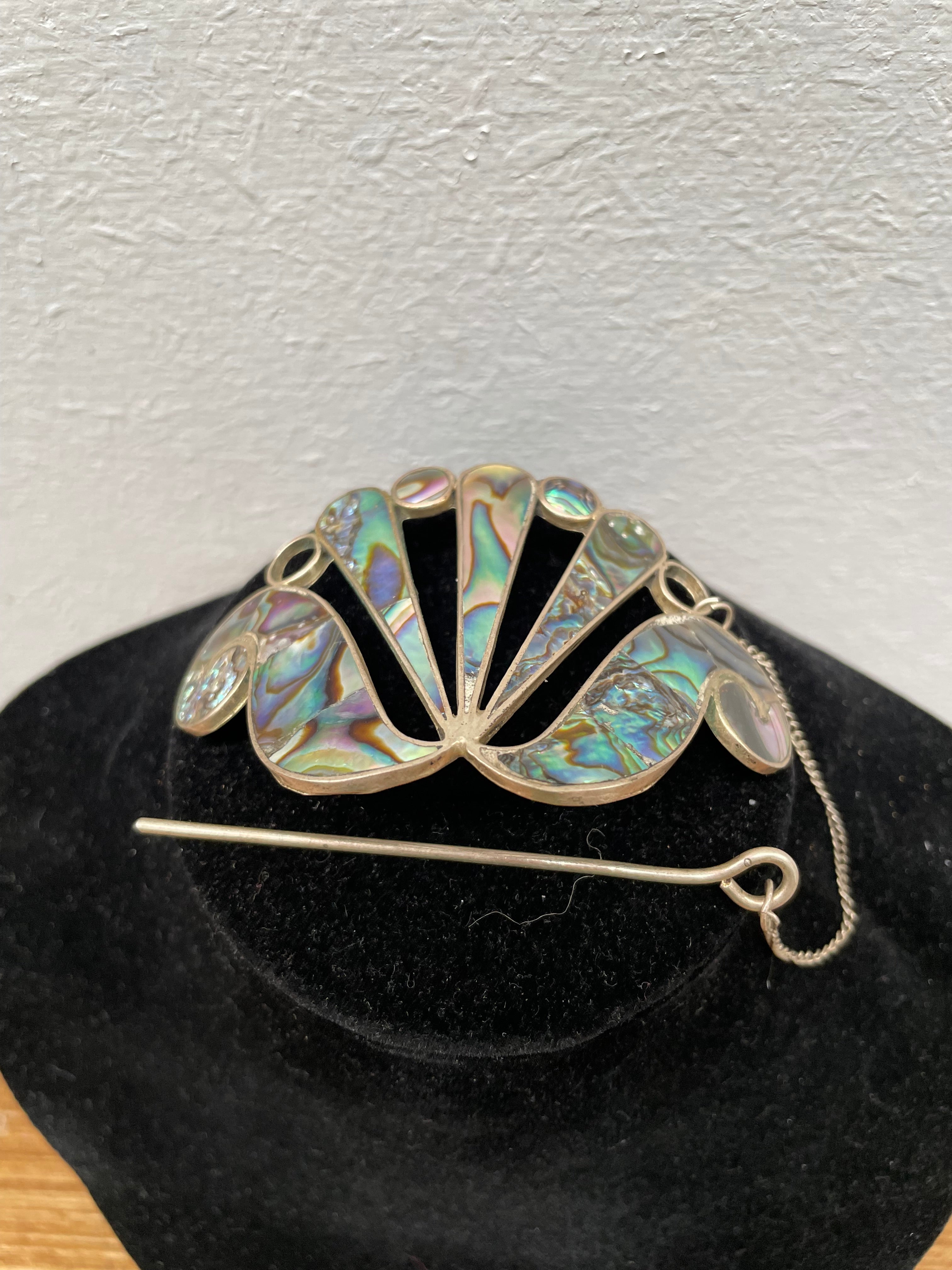 Taxco Mexican Paua Shell Hair Accessory | Antique & Vintage | Moonee Ponds Antiques | Australia Wide Delivery