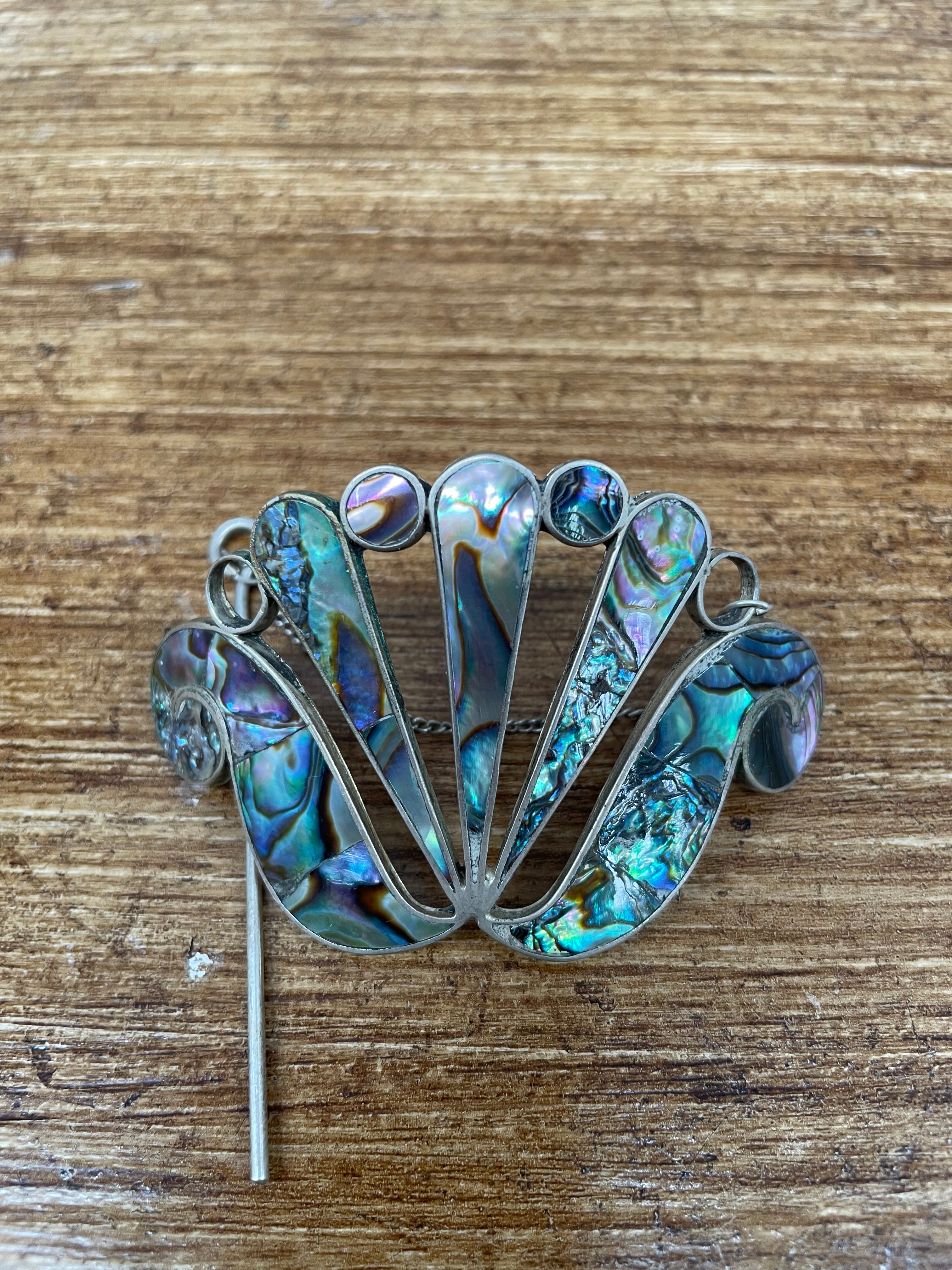 Taxco Mexican Paua Shell Hair Accessory | Antique & Vintage | Moonee Ponds Antiques | Australia Wide Delivery