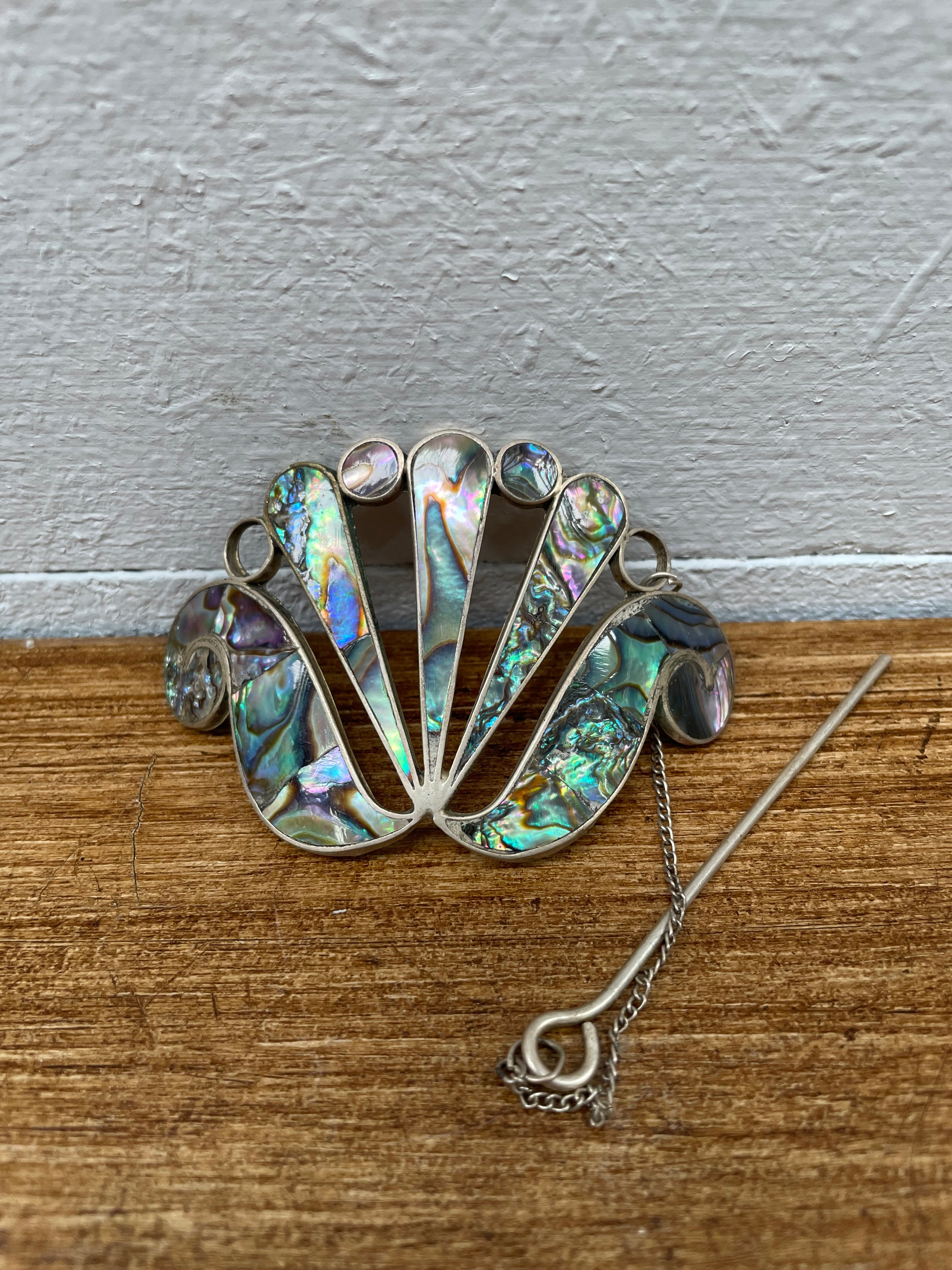 Taxco Mexican Paua Shell Hair Accessory | Antique & Vintage | Moonee Ponds Antiques | Australia Wide Delivery