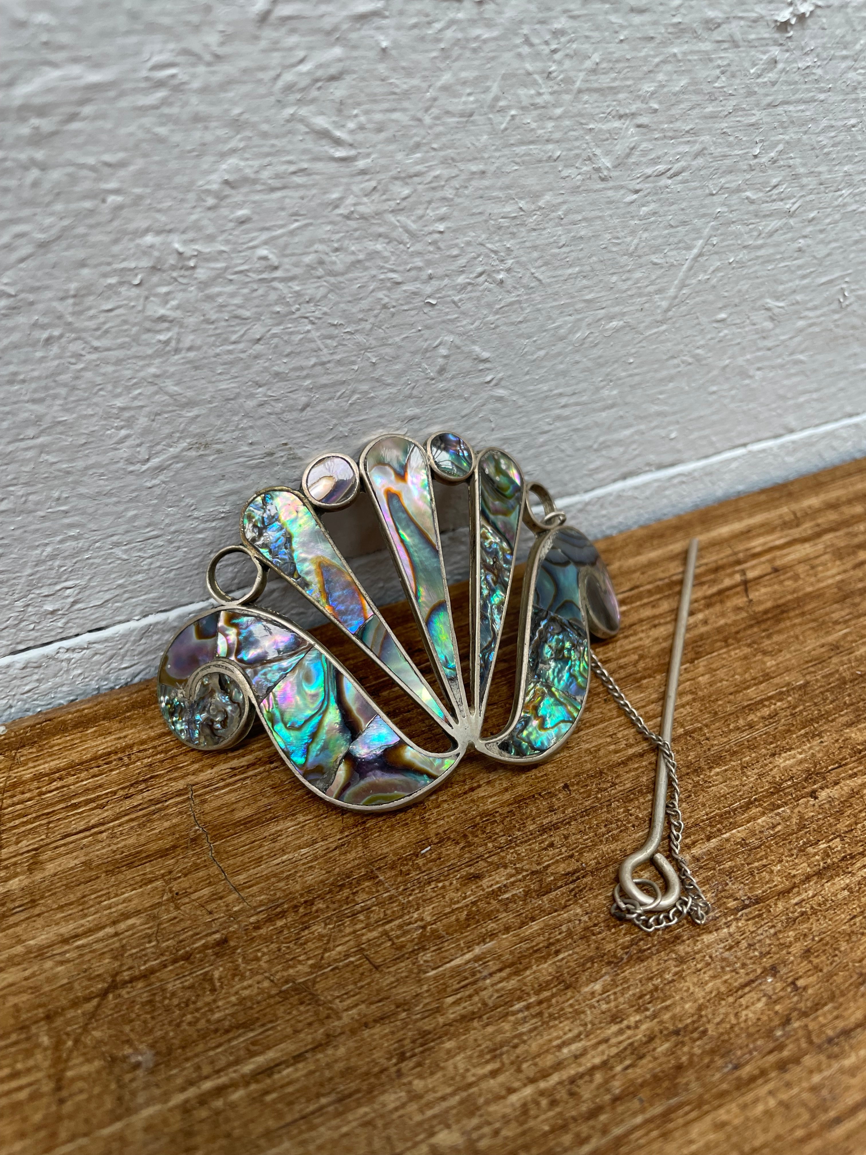 Taxco Mexican Paua Shell Hair Accessory | Antique & Vintage | Moonee Ponds Antiques | Australia Wide Delivery