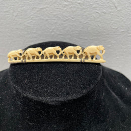 Vintage Carved Bone Elephants Brooch