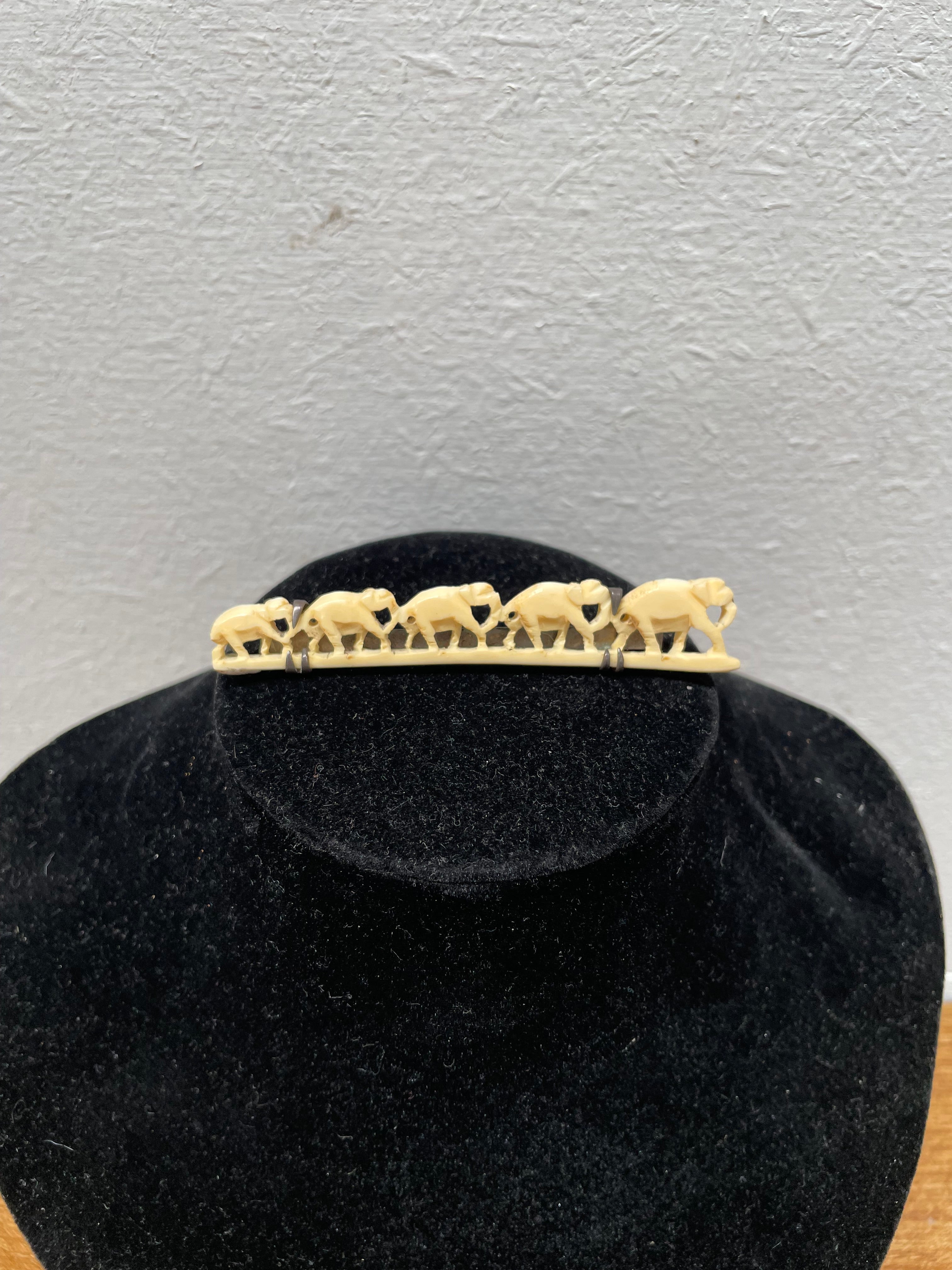 Vintage Carved Bone Elephants Brooch | Antique & Vintage | Moonee Ponds Antiques | Australia Wide Delivery