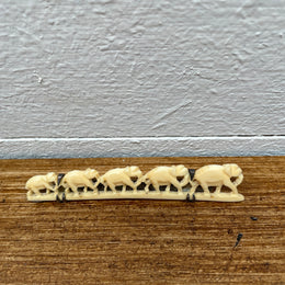 Vintage Carved Bone Elephants Brooch