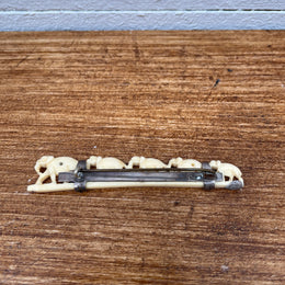 Vintage Carved Bone Elephants Brooch