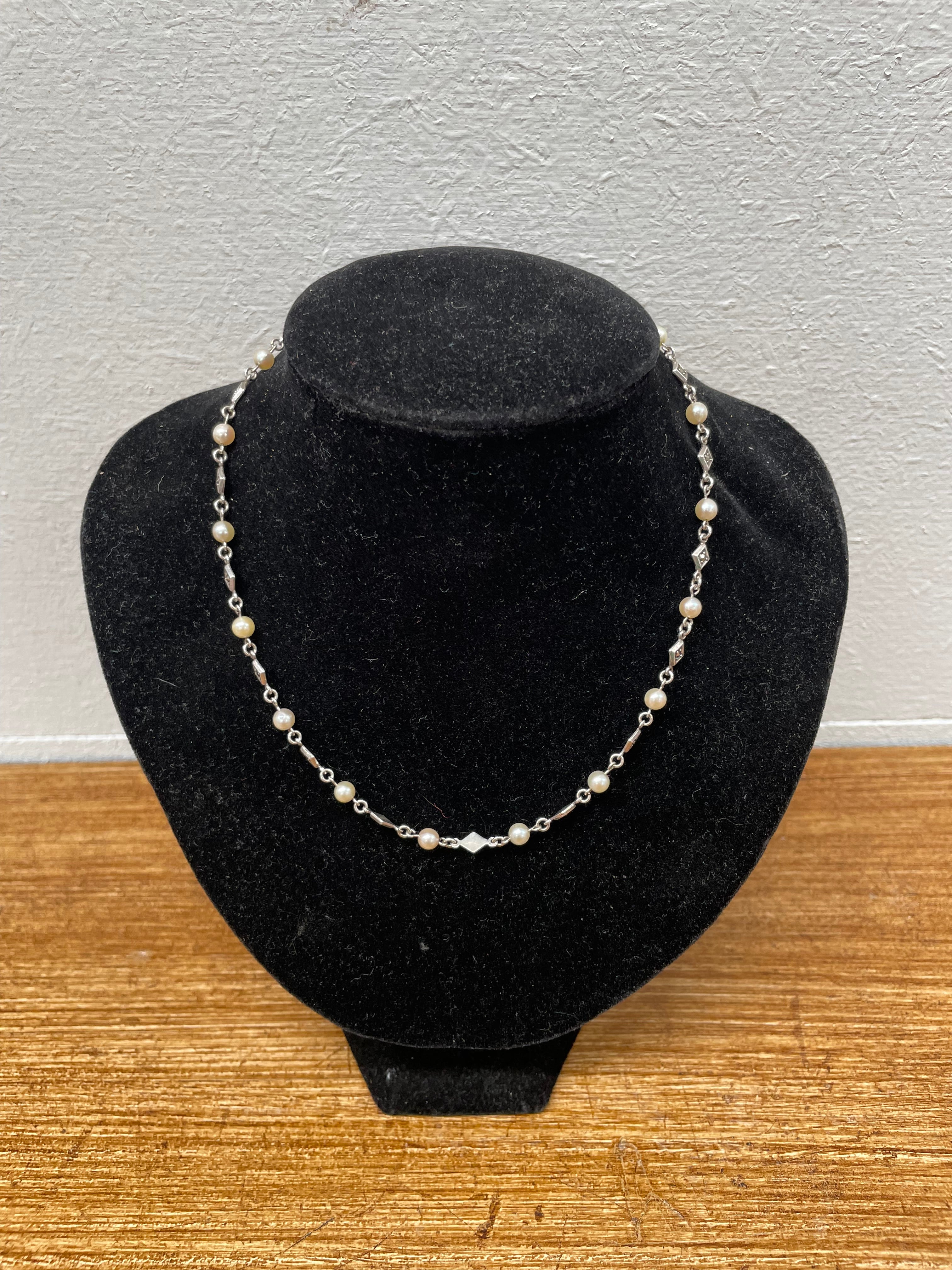 Charming Silver & Cultured Pearl Choker Necklace | Antique & Vintage | Moonee Ponds Antiques | Australia Wide Delivery