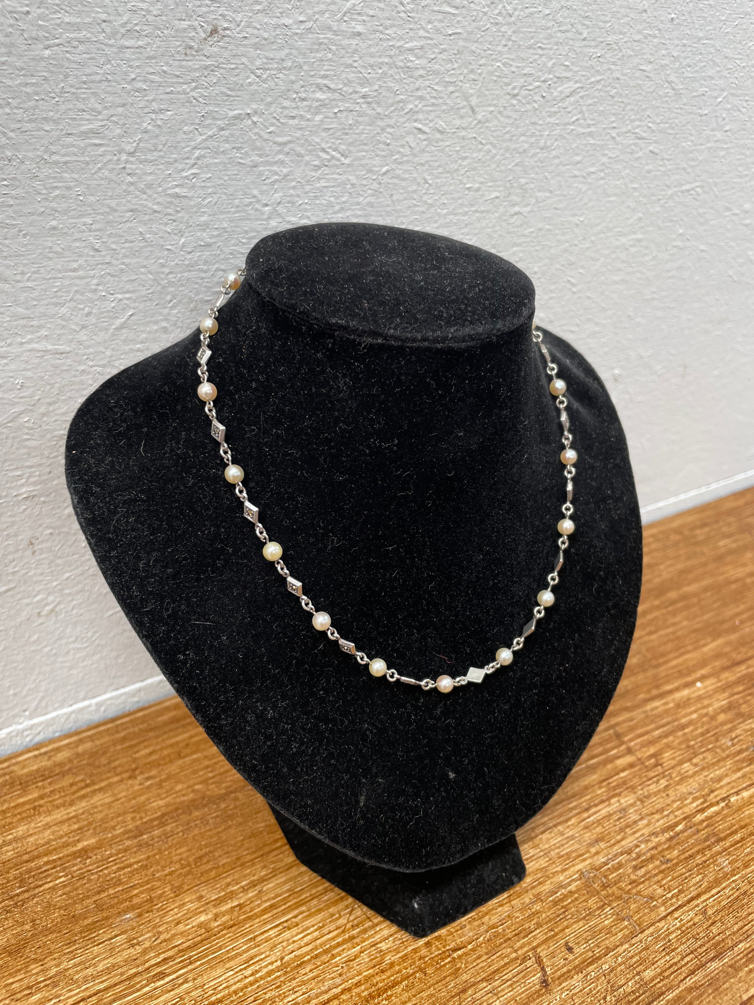 Charming Silver & Cultured Pearl Choker Necklace | Antique & Vintage | Moonee Ponds Antiques | Australia Wide Delivery