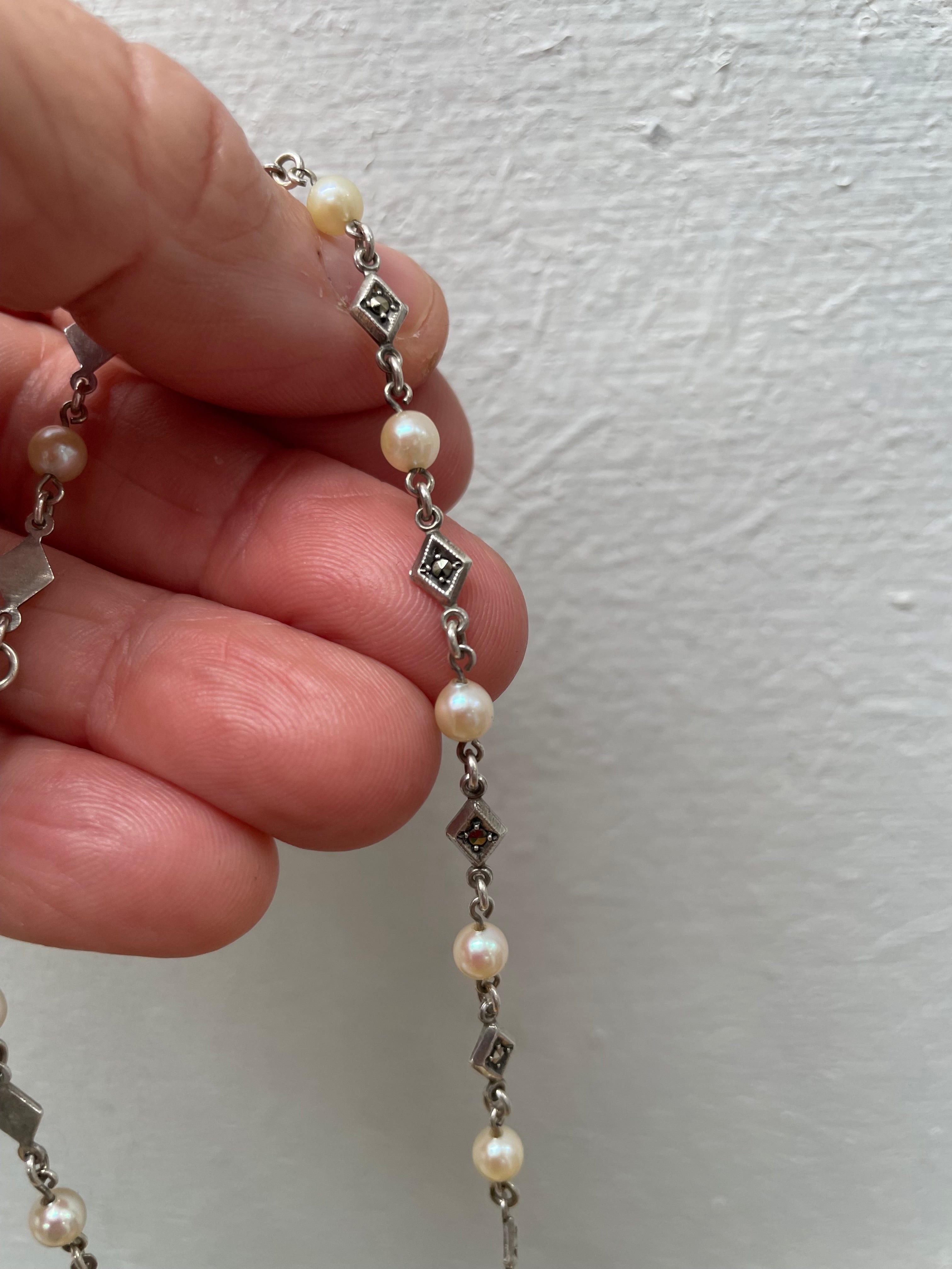 Charming Silver & Cultured Pearl Choker Necklace | Antique & Vintage | Moonee Ponds Antiques | Australia Wide Delivery