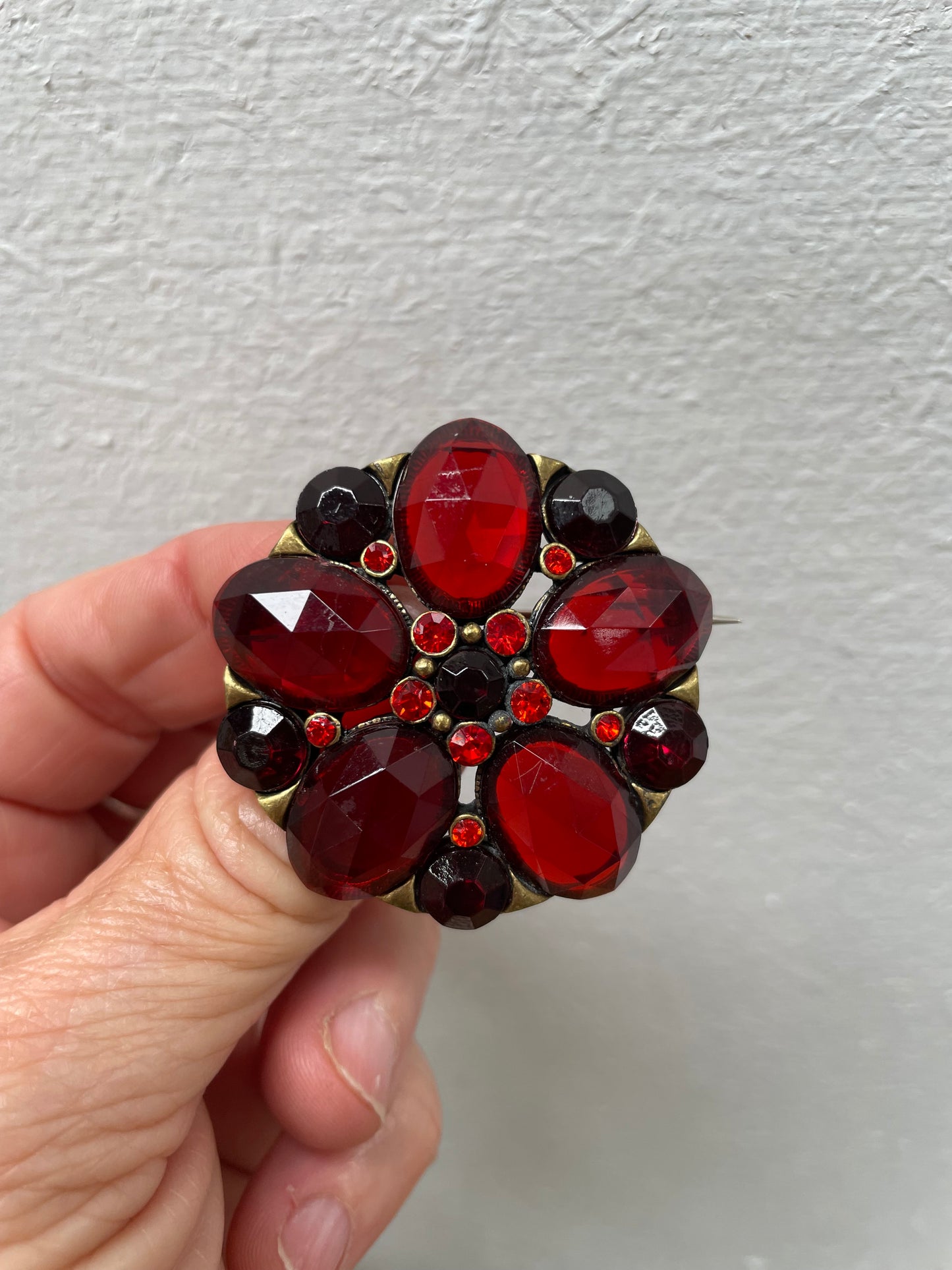 Vintage Red Stone Brooch