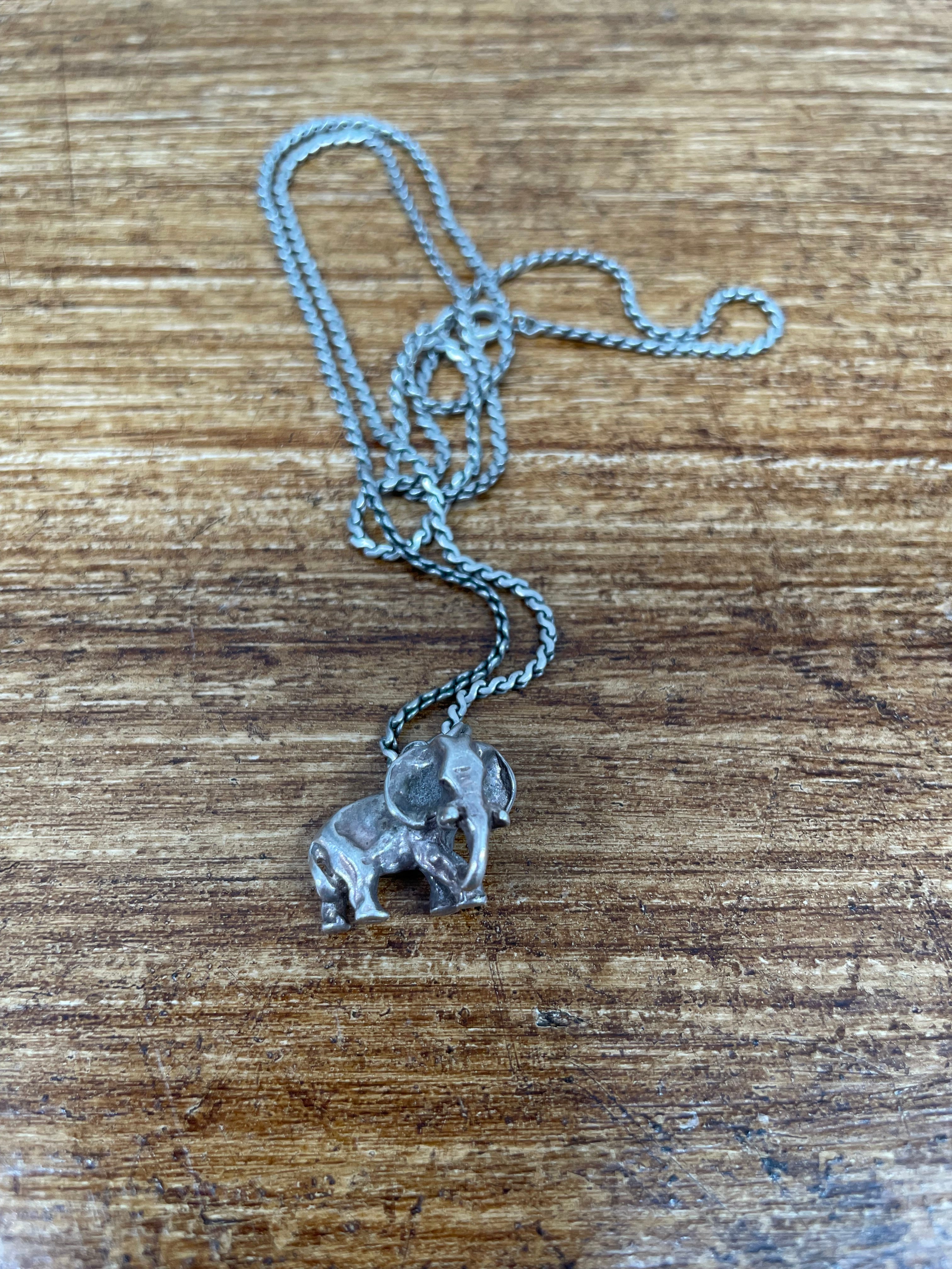 Sterling Silver Elephant Pendant & Chain | Antique & Vintage | Moonee Ponds Antiques | Australia Wide Delivery