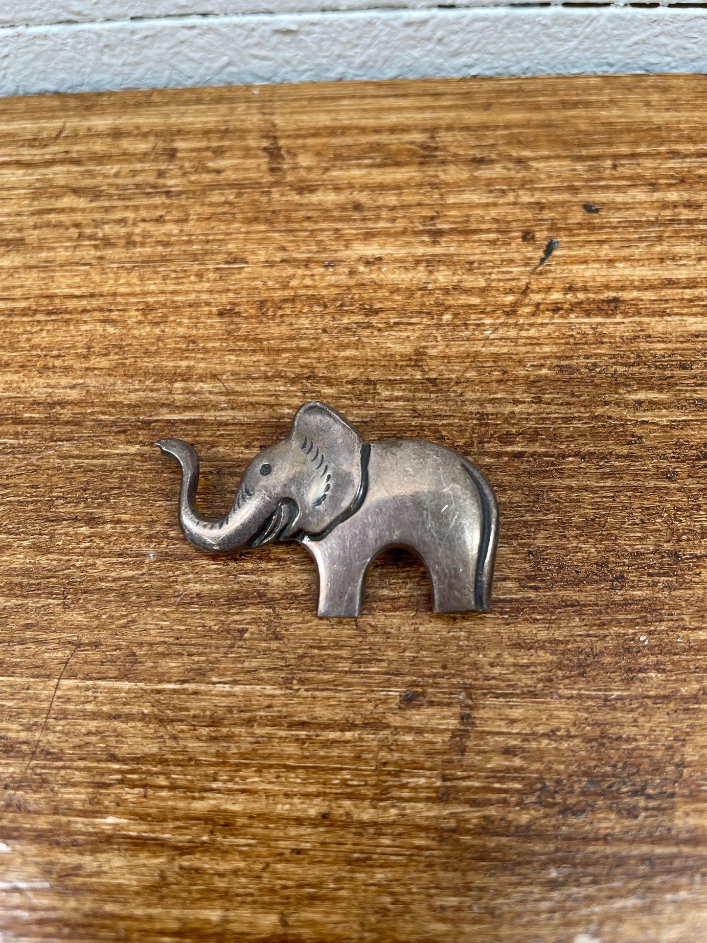 Vintage Sterling Silver Elephant Brooch