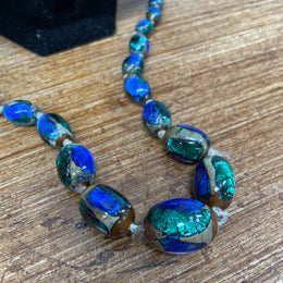 Stunning Vintage Murano Lumina Blue Glass Necklace